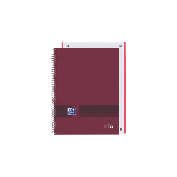 Oxford - You Europeanbook A4+ Tapa Extradura - Cuaderno de 80 Hojas - Tamaño A4+ - Cuadricula 5x5 - Color Burdeos