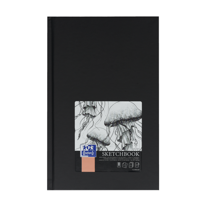 Oxford Artbooks A5 Tapa Extradura Cuaderno Cosido Esbozo - Tamaño A5 - Tapa Dura - Cuaderno Cosido - 96 Hojas de 100gr - Color Negro