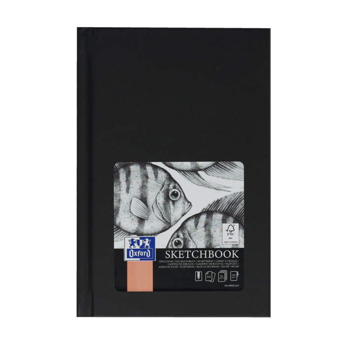 Oxford Artbooks A6 Cuaderno Cosido Esbozo - Tapa Extradura Resistente - 96 Hojas de 100gr - Color Negro