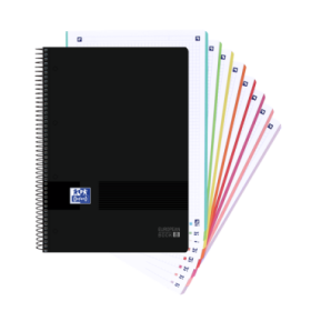 Oxford Black N'Colours Europeanbook A4+ - Tapa de Plastico Resistente - 160 Hojas Cuadriculadas 8.5x5.5 - Color Negro y Turquesa