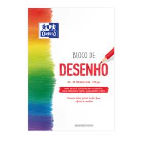 Oxford Dibujo Escolar Bloc Encolado A3 - Tapa Blanda/Contratapa Rigida - 24 Hojas 120gr - Papel Liso