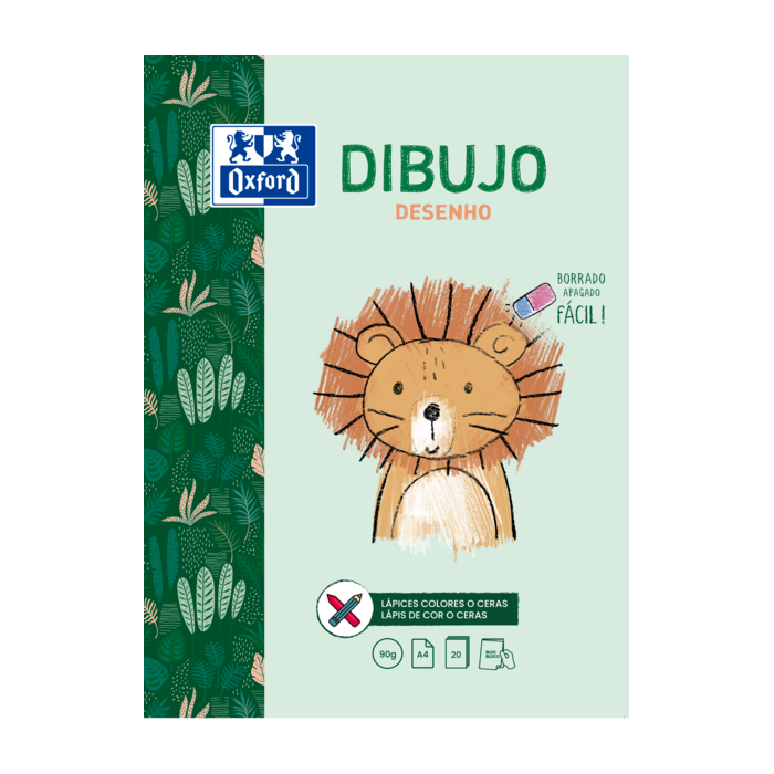 Oxford Dibujo Infantil/Ocio - Bloc Encolado A4 - Tapa Blanda/Contratapa Rigida - 20 Hojas 90gr