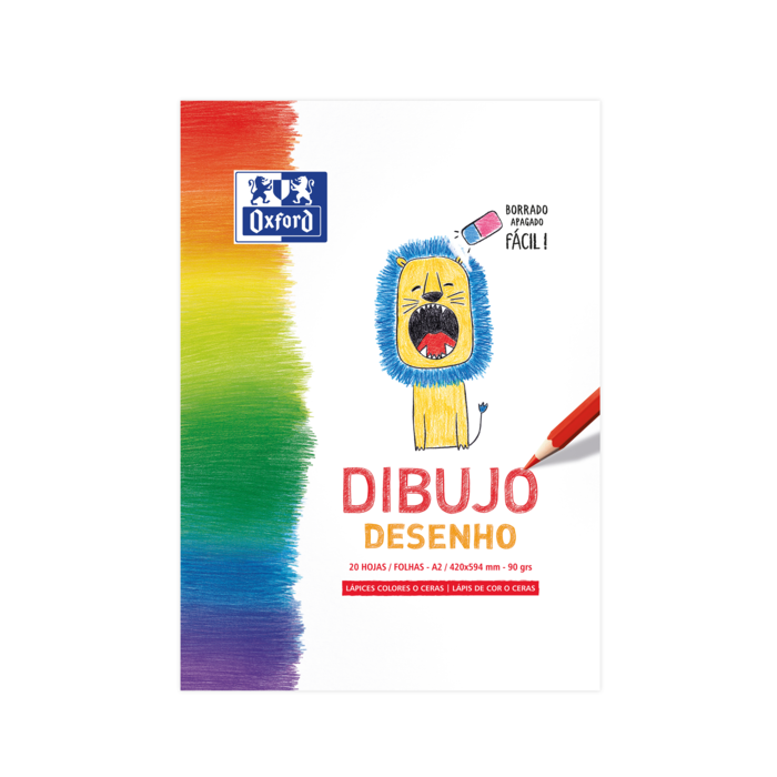 Oxford Dibujo Infantil/Ocio Bloc Encolado Dibujo A2 - Tapa Blanda/Contratapa Rigida - 20 Hojas - 90gr