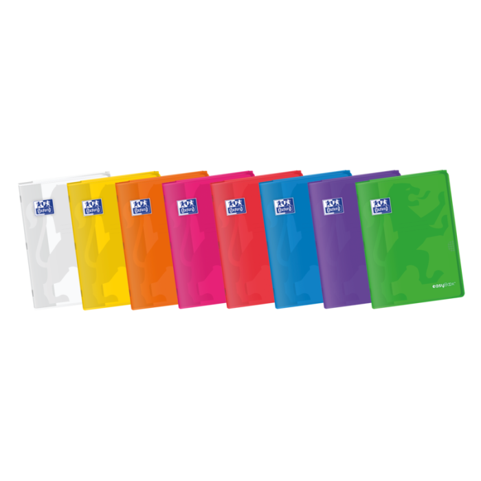 Oxford Easybook A4 Libreta Grapada - Tapa de Plastico Resistente - 48 Hojas con Margen - Cuadricula 4x4 - Colores Surtidos