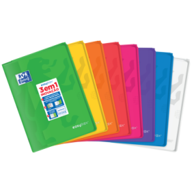 Oxford Easybook A4 Libreta Grapada - Tapa de Plastico Resistente - Cuadricula 5x5 con 2 Margenes - 48 Hojas de Papel de Alta Calidad - Colores Surtidos