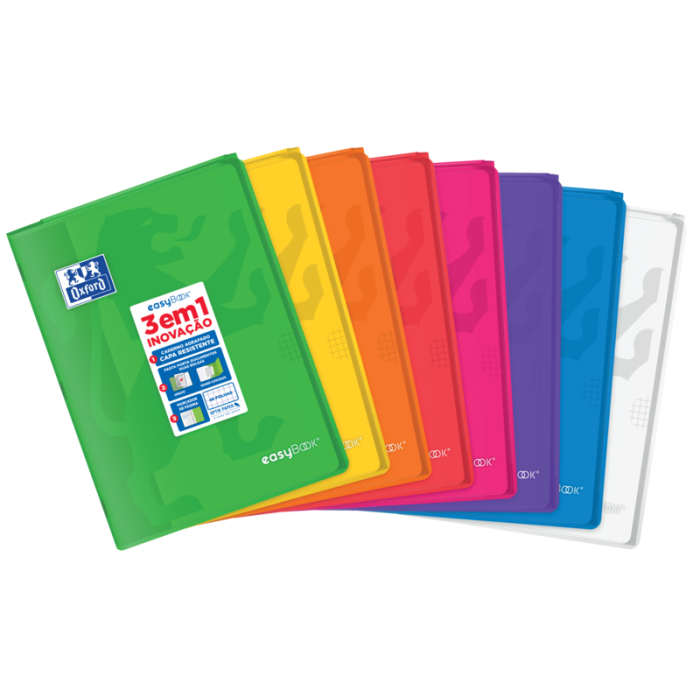 Oxford Easybook A4 Libreta Grapada - Tapa de Plastico Resistente - Cuadricula 5x5 con 2 Margenes - 48 Hojas de Papel de Alta Calidad - Colores Surtidos