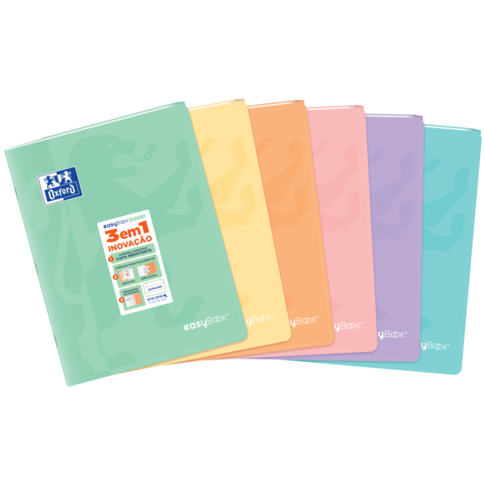 Oxford Easybook A5 Libreta Grapada - Tapa de Plastico Resistente - 1 Linea con 2 Margenes - 48 Hojas de Papel Pastel - Ideal para Tomar Notas y Apuntes