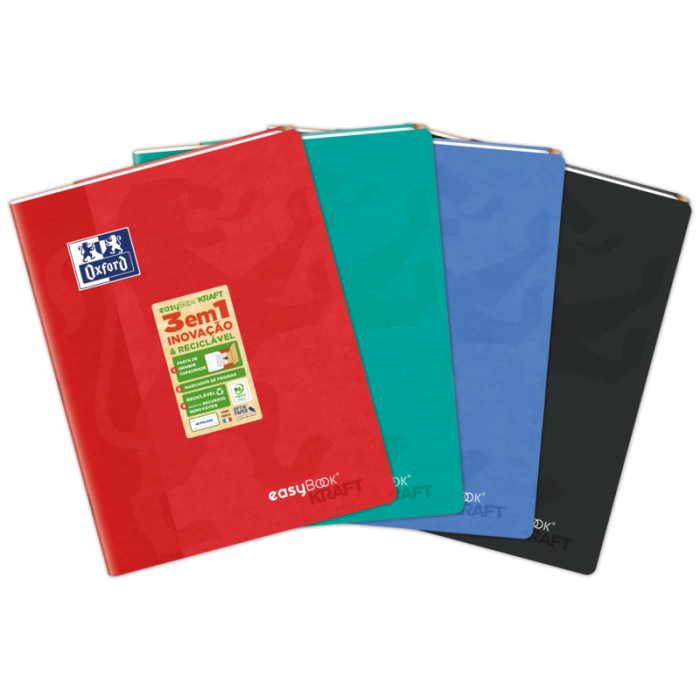 Oxford Easybook Kraft A4 - Tapa Blanda - Libreta Grapada - 1 Linea con 2 Margenes - 48 Hojas - Colores Surtidos