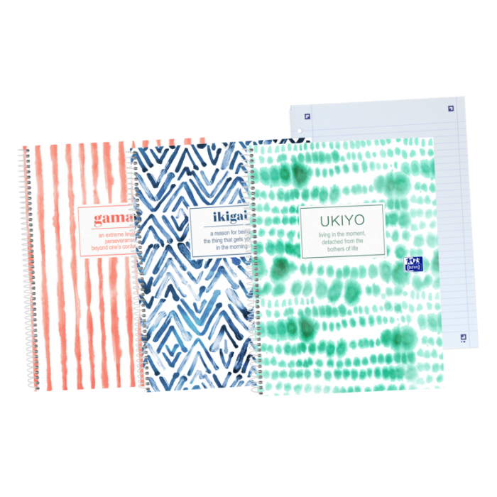 Oxford Japandi A4+ Europeanbook - Tapa Extradura Resistente - 1 Linea y 2 Margenes para Organizacion - 80 Hojas de Alta Calidad