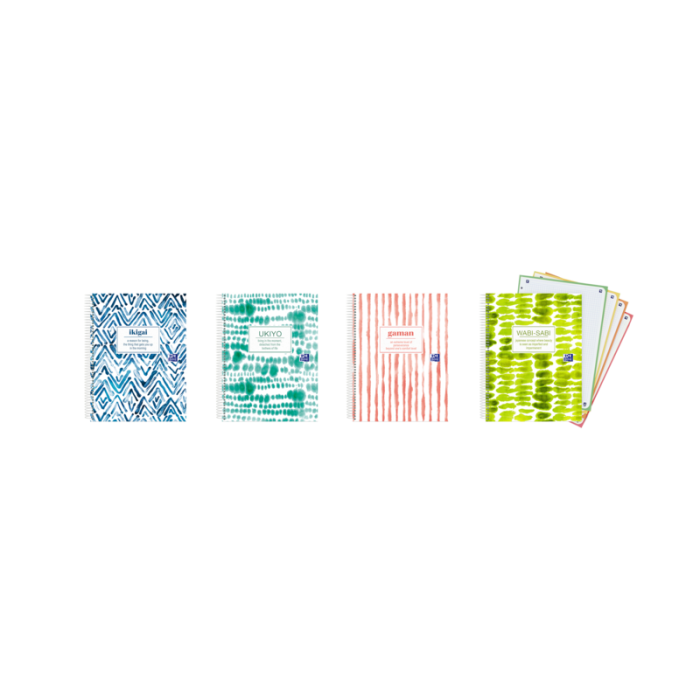 Oxford Japandi A5+ Europeanbook 4 Tapa Extradura - Cuaderno con 120 Hojas - Tamaño A5+ - 4 Modelos Diferentes