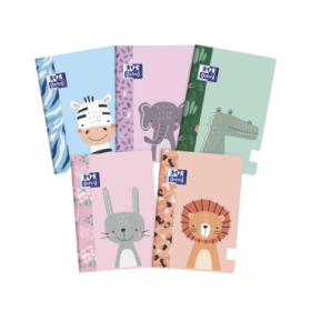 Oxford Kids Libreta Grapada A5+ Lisa Tapa Blanda Tacto Suave Touch - Ideal para Niños - Tamaño A5+ - Tapa Blanda con Tacto Suave - 48 Hojas - Surtido 5 Animal Besties