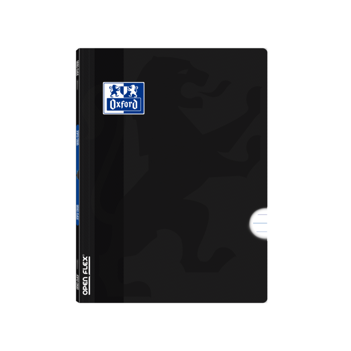 Oxford Libreta Grapada Openflex A4 - Tapa de Plastico Resistente - Grapada para Mayor Durabilidad - 1 Linea con Margen para Escribir Ordenadamente - 48 Hojas de Papel de Alta Calidad - Color Negro