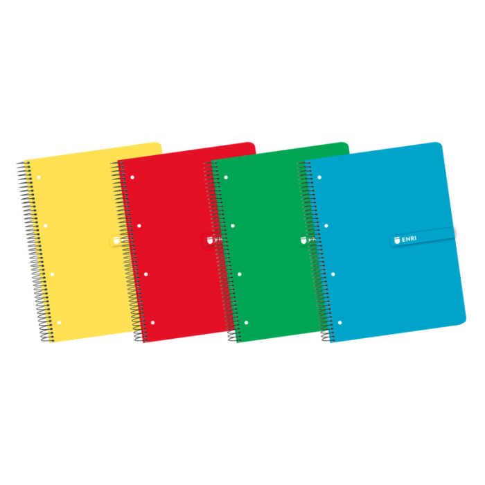 Enri A4+ Europeanbook - Tapa Dura Resistente - Espiral de Alta Calidad - 120 Hojas de Papel Cuadriculado 5x5 - Colores Surtidos