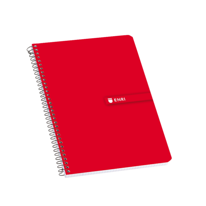 Enri Fº Tapa Dura Cuaderno Espiral 4x4 con Margen 100 Hojas Rojo - Resistente Tapa Dura - Cuadriculado 4x4 con Margen - 100 Hojas de Alta Calidad - Color Rojo