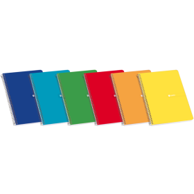 Enri Fº Tapa Dura Cuaderno Espiral Pauta 3 con Margen - 80 Hojas - Tapa Dura Resistente - Pauta 3 con Margen - Espiral para Mayor Comodidad - Colores Surtidos