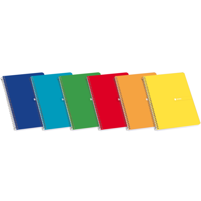 Enri Fº Tapa Dura Cuaderno Espiral Pauta 3 con Margen - 80 Hojas - Tapa Dura Resistente - Pauta 3 con Margen - Espiral para Mayor Comodidad - Colores Surtidos