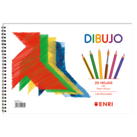 Enri Pajarita Bloc de Dibujo A4+ Tapa Blanda - 20 Hojas 120gr - Microperforado - 2 Taladros con Recuadro