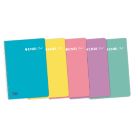 Enri Plus 4º Cuaderno Espiral 4x4 - Tapa de Plastico - 80 Hojas 90gr - Colores Surtidos