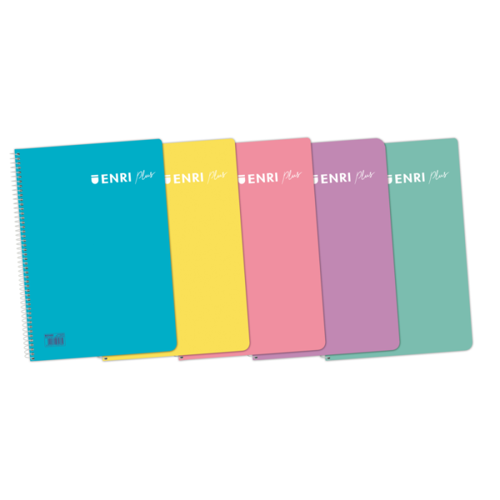 Enri Plus 4º Cuaderno Espiral 4x4 - Tapa de Plastico - 80 Hojas 90gr - Colores Surtidos