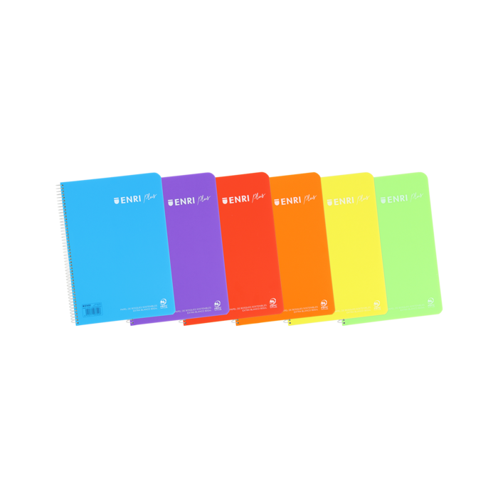 Enri Plus 4º Cuaderno Espiral Pauta 2.5mm - Tapa de Plastico - 80 Hojas 90gr - Colores Surtidos