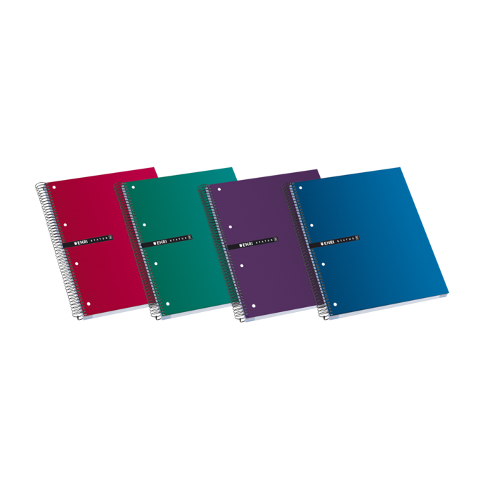 Enri Status A4+ Cuaderno Espiral Microperforado - Tapa Extradura - 120 Hojas - Colores Surtidos