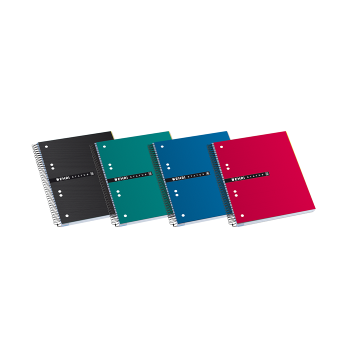 Enri Status A5+ Europeanbook - Tapa Extradura Resistente - Formato A5+ - Cuaderno con 120 Hojas - Cuadricula 5x5 - Colores Surtidos