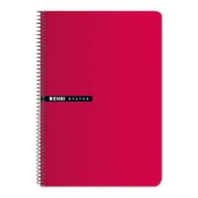 Enri Status Fº Tapa Dura Cuaderno Espiral 4x4 con Margen 100 Hojas Rojo - Resistente Tapa Dura - Cuadriculado 4x4 con Margen - 100 Hojas de Alta Calidad - Color Rojo