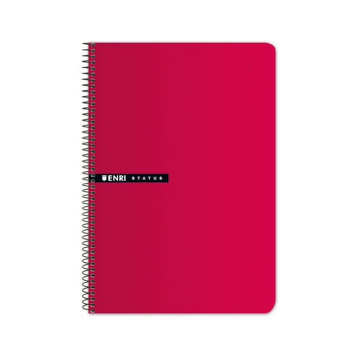 Enri Status Fº Tapa Dura Cuaderno Espiral 4x4 con Margen 100 Hojas Rojo - Resistente Tapa Dura - Cuadriculado 4x4 con Margen - 100 Hojas de Alta Calidad - Color Rojo