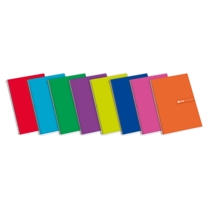 Enri Status Fº Tapa Extradura Cuaderno Espiral 4x4 - Tapa Dura Resistente - Cuaderno con Margen - 100 Hojas de Alta Calidad - Colores Surtidos