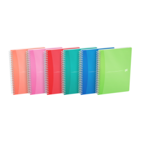 Oxford Office My Colours Cuaderno Espiral A5 - Tapa de Plastico Resistente - Espiral Doble para Mayor Durabilidad - Cuadricula 5x5 Ideal para Matematicas - 90 Hojas de Alta Calidad - Colores Surtidos