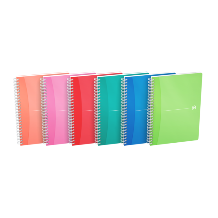 Oxford Office My Colours Cuaderno Espiral A5 - Tapa de Plastico Resistente - Espiral Doble para Mayor Durabilidad - Cuadricula 5x5 Ideal para Matematicas - 90 Hojas de Alta Calidad - Colores Surtidos