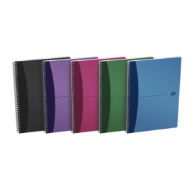 Oxford Office Urban Mix A4 Cuaderno Espiral - Tapa de Plastico Resistente - 90 Hojas Cuadriculadas 5x5 - Colores Surtidos