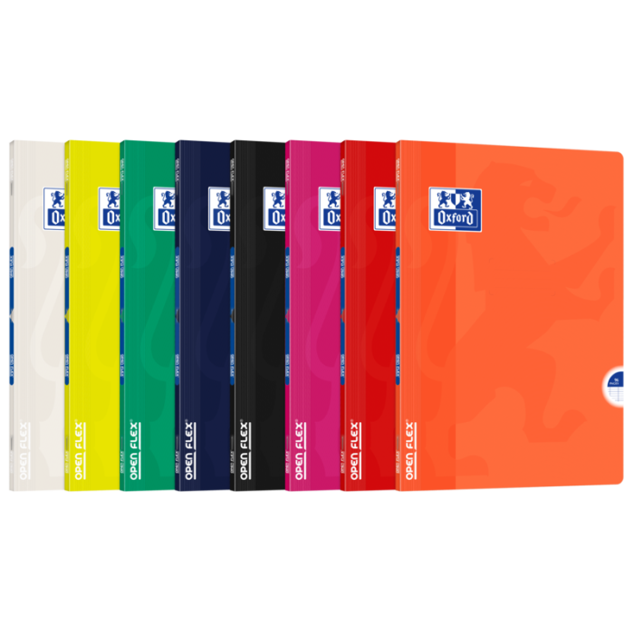 Oxford Openflex Libreta Grapada Tapa Plastico A4 Seyes - Resistente Tapa de Plastico - Formato A4 - Cuadricula Seyes con Margen - Grapado Seguro