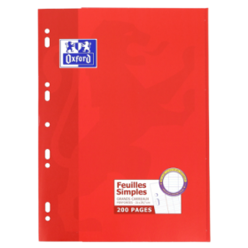 Oxford Recambio A4 100 Hojas Seyes con Margen - Papel de Alta Calidad - Cuadricula Seyes para Escritura Ordenada - Margen para Anotaciones - Ideal para Estudiantes y Profesionales
