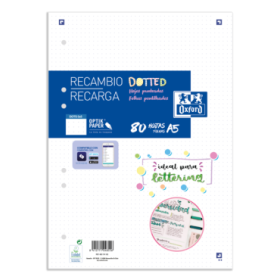 Oxford School A5 Recambio Paquete Dots 80 Hojas - Papel de Alta Calidad - Puntos para Organizar tus Notas