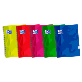 Oxford School Classic 4º Cuaderno Espiral - Tapa de Plastico Resistente - Cuadricula 4x4 con Margen - 80 Hojas - Colores Surtidos
