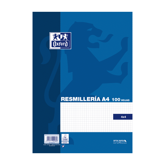Oxford School Classic A4 Resmilleria 4x4 100 Hojas - Cuaderno de Tamaño A4 - Resmilleria de 4x4