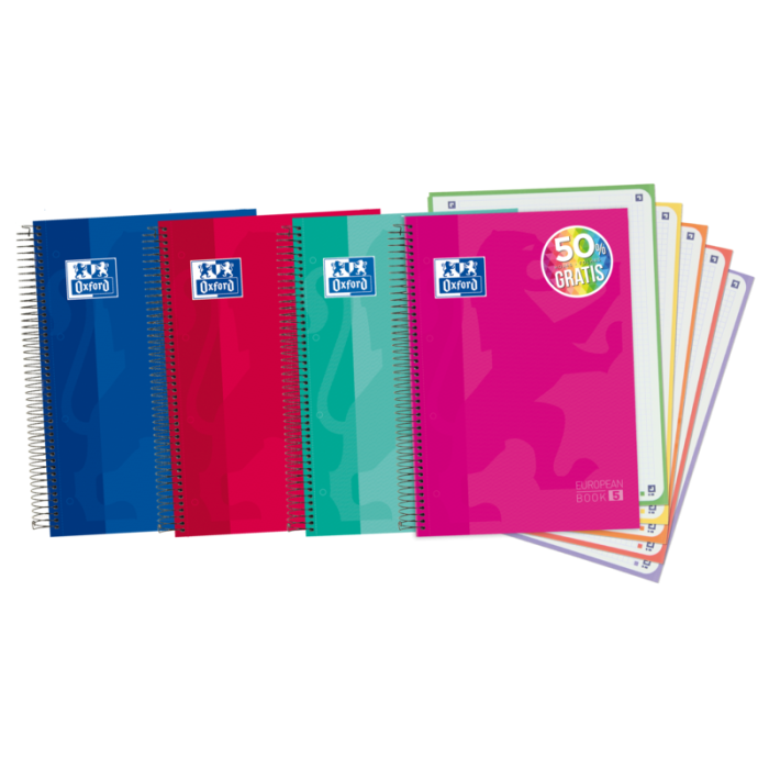 Oxford School Classic A4+ Europeanbook - Tapa Extradura - 5 Liso - 120 Hojas - Colores Surtidos