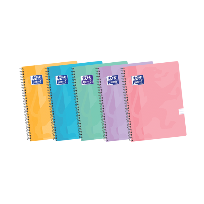 Oxford School Classic A4+ Europeanbook Spiralflex - Tapa de Plastico Resistente - 50 Hojas de Papel de Alta Calidad - 1 Linea para Escribir - Colores Surtidos