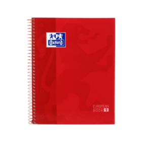 Oxford School Classic A5+ Europeanbook - Tapa Extradura - Cuadricula 5x5 - 80 Hojas - Color Rojo