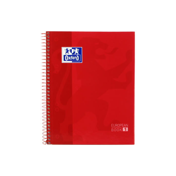 Oxford School Classic A5+ Europeanbook - Tapa Extradura - Cuadricula 5x5 - 80 Hojas - Color Rojo