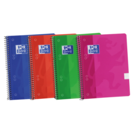 Oxford School Classic A5+ Europeanbook Spiralflex - Tapa de Plastico Resistente - 1 Linea por Pagina - 50 Hojas - Colores Surtidos