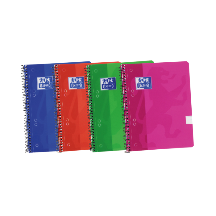 Oxford School Classic A5+ Europeanbook Spiralflex - Tapa de Plastico Resistente - 1 Linea por Pagina - 50 Hojas - Colores Surtidos