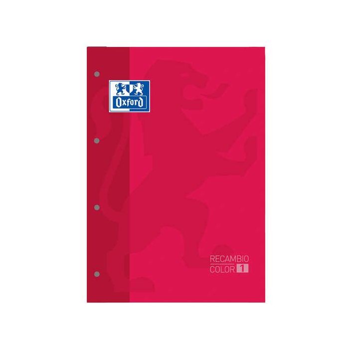 Oxford School Classic Cuaderno de Recambio - Tamaño A4 - Tapa Blanda - Encolado - 80 Hojas - Cuadricula 5x5 - Color Rojo