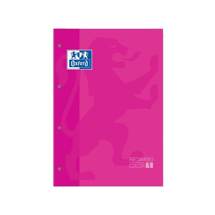 Oxford School Classic Cuaderno de Recambio - Tamaño A4 - Tapa Blanda - Encolado - Cuadricula 5x5 - 80 Hojas - Color Fucsia