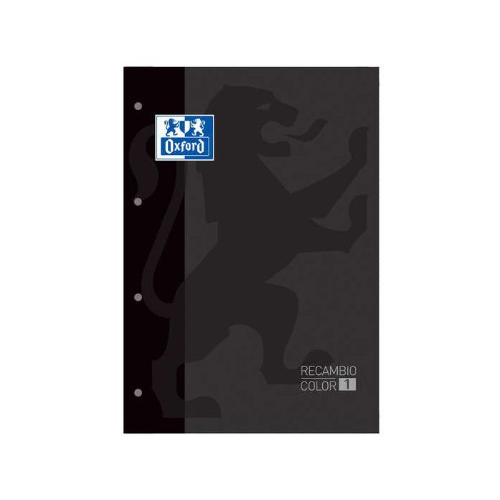 Oxford School Classic Cuaderno de Recambio - Tamaño A4 - Tapa Blanda - Encolado - Cuadricula 5x5 - 80 Hojas - Color Negro