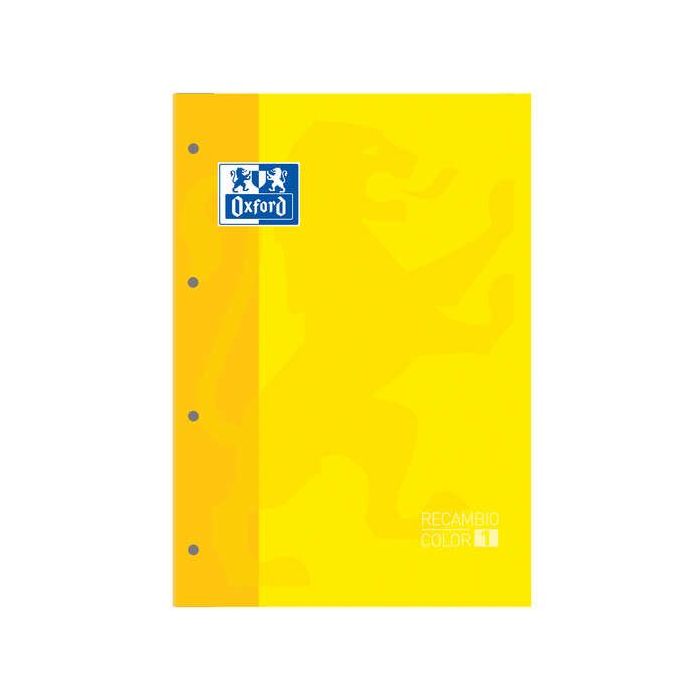 Oxford School Classic Cuaderno de Recambio A4 - Tapa Blanda - Encolado - 80 Hojas - Cuadricula 5x5 - Color Amarillo