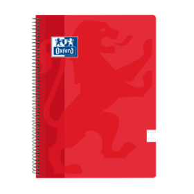 Oxford School Classic Cuaderno Espiral - Tapa de Plastico - Folio Pauta 3.5 con Margen - 80 Hojas - Color Rojo