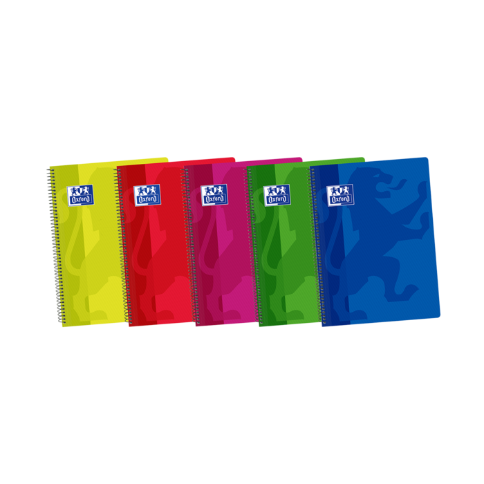 Oxford School Classic Cuaderno Espiral Fº - Tapa de Plastico - 4x4 con Margen - 80 Hojas - Colores Vivos