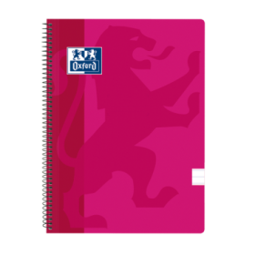 Oxford School Classic Cuaderno Espiral Tapa de Plastico Folio - 1 Linea con Margen - 80 Hojas - Color Fucsia